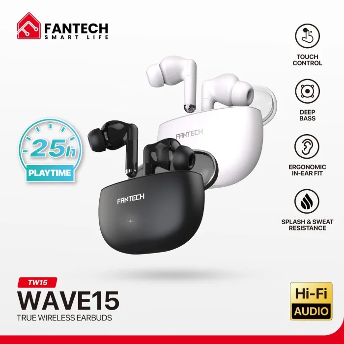Fantech TW15 Wave Bluetooth True Wireless Earbuds with charging case