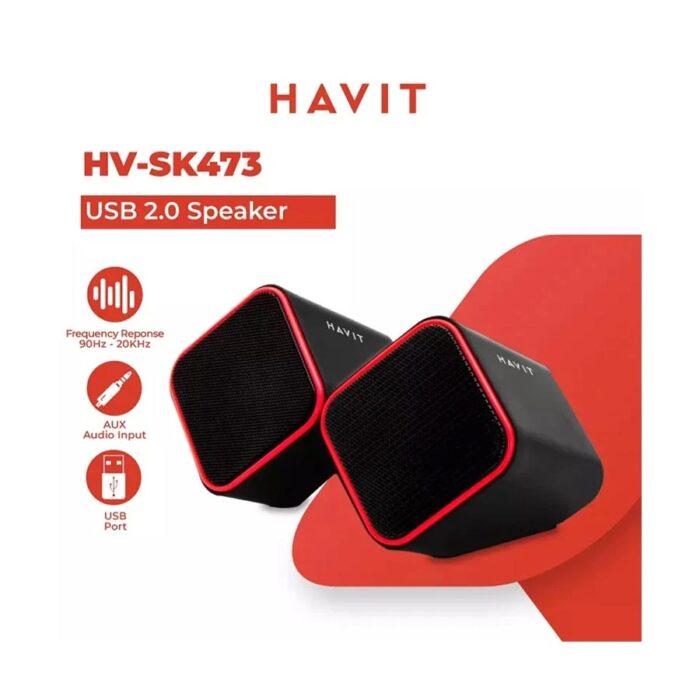 Havit SK473 USB 2.0 Black & Red Speaker - Image 2