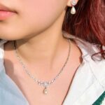 Pearl Clavicle Chain Necklace & Earrings Set - Image 2