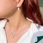Pearl Clavicle Chain Necklace & Earrings Set - Image 3