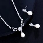 Pearl Clavicle Chain Necklace & Earrings Set - Image 4
