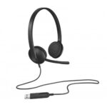 Logitech H340 Stereo USB Headset with noise-canceling microphone displayed on a clean background