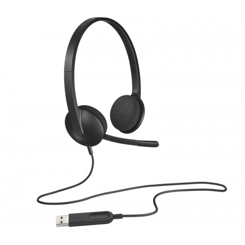Logitech H340 Stereo USB Headset with Microphone - Cartx Logitech H340 Stereo USB Headset with noise-canceling microphone displayed on a clean background