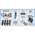 BOYA BY-V4 4-Channel Mini Wireless Microphone with 3.5mm Converter - Image 5