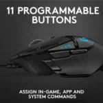Logitech G502 HERO Gaming Mouse with HERO 25K precision and customizable RGB.