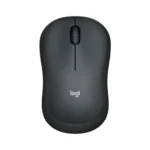 Logitech M221 Silent Wireless Mouse black color front view with USB nano receiver on white background – Cartx