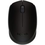 Logitech B170 Wireless Mouse black optical wireless mouse with USB receiver on white background