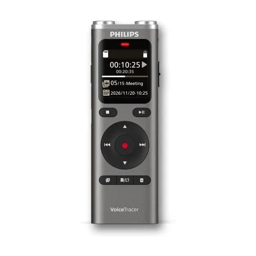 Philips DVT2075 original digital voice recorder with 8GB storage and stereo microphones
