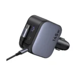 Ugreen EC604 (55910B) 145W USB-A & Dual USB-C Space Grey Fast Car Charger with Retractable Cable - Image 4