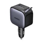 UGREEN EC604 145W car charger with retractable USB-C cable and dual USB-C ports