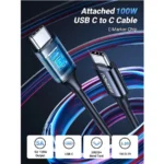 Ugreen EC705 (55511) 130W USB-A & Dual USB-C Black Fast Car Charger with USB-C to USB-C Cable #55511 - Image 3