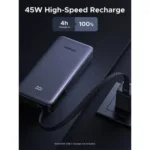 UGREEN PB536 (55988B) 20000mAh 45W Power Bank with Built-in Cable - Image 3